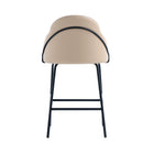 Manhattan Comfort Gracie Modern Metal Upholstered Counter Stool in Tan and Black - Set of 2