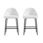 Manhattan Comfort Gracie Modern Metal Upholstered Counter Stool in White and Black - Set of 2