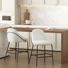 Manhattan Comfort Gracie Modern Metal Upholstered Counter Stool in White and Black - Set of 2