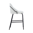 Manhattan Comfort Gracie Modern Metal Upholstered Counter Stool in White and Black - Set of 2