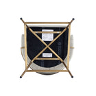 Manhattan Comfort Gracie Modern Metal Upholstered Counter Stool in Stone Gray and Gold - Set of 2