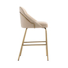 Manhattan Comfort Gracie Modern Metal Upholstered Counter Stool in Tan and Gold - Set of 2
