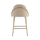 Manhattan Comfort Gracie Modern Metal Upholstered Counter Stool in Tan and Gold - Set of 2