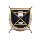 Manhattan Comfort Gracie Modern Metal Upholstered Counter Stool in Tan and Gold - Set of 2
