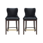 Manhattan Comfort Blair Modern Wood Upholstered Counter Stool in Black - Set of 2