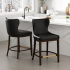Manhattan Comfort Blair Modern Wood Upholstered Counter Stool in Black - Set of 2