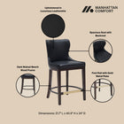 Manhattan Comfort Blair Modern Wood Upholstered Counter Stool in Black - Set of 2