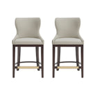 Manhattan Comfort Blair Modern Wood Upholstered Counter Stool in Stone - Set of 2