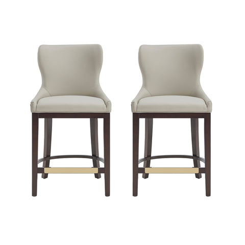 Manhattan Comfort Blair Modern Wood Upholstered Counter Stool in Stone - Set of 2