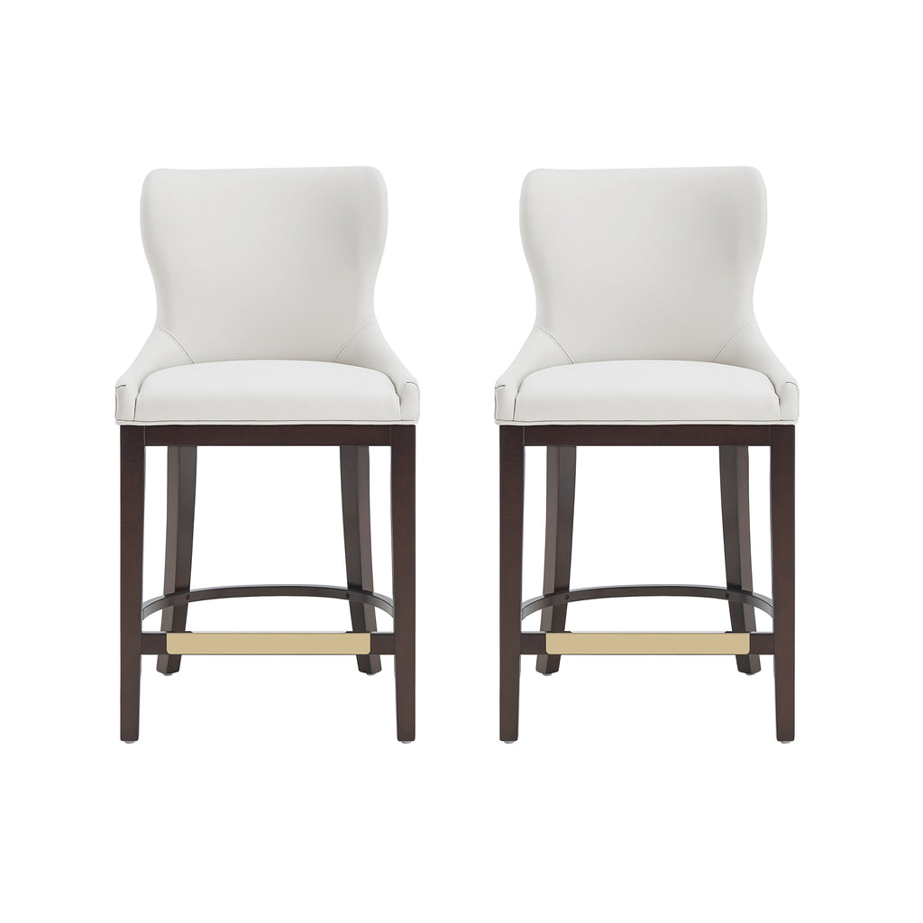Manhattan Comfort Blair Modern Wood Upholstered Counter Stool in White - Set of 2