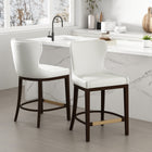 Manhattan Comfort Blair Modern Wood Upholstered Counter Stool in White - Set of 2