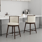 Manhattan Comfort Evalyn Modern Wood Upholstered Counter Stool in Cream - Set of 2 - 2-CS021-CR