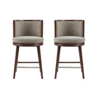 Manhattan Comfort Evalyn Modern Wood Upholstered Counter Stool in Cream - Set of 2