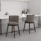 Manhattan Comfort Evalyn Modern Wood Upholstered Counter Stool in Cream - Set of 2 - 2-CS021-DO