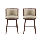Manhattan Comfort Evalyn Modern Wood Upholstered Counter Stool in Natural - Set of 2