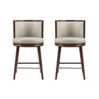 Manhattan Comfort Evalyn Modern Wood Upholstered Counter Stool in Stone - Set of 2