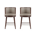 Manhattan Comfort Evalyn Modern Wood Upholstered Counter Stool in Taupe - Set of 2