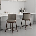 Manhattan Comfort Evalyn Modern Wood Upholstered Counter Stool in Taupe - Set of 2