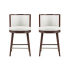 Manhattan Comfort Evalyn Modern Wood Upholstered Counter Stool in White - Set of 2