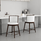 Manhattan Comfort Evalyn Modern Wood Upholstered Counter Stool in White - Set of 2