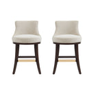 Manhattan Comfort Lucia Modern Chenille Wood Counter Stool in Natural - Set of 2