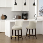 Manhattan Comfort Lucia Modern Chenille Wood Counter Stool in Natural - Set of 2