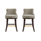 Manhattan Comfort Lucia Modern Chenille Wood Counter Stool in Taupe - Set of 2