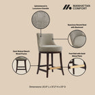 Manhattan Comfort Lucia Modern Chenille Wood Counter Stool in Taupe - Set of 2