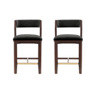 Manhattan Comfort Patricia Modern Wood Upholstered Counter Stool in Black - Set of 2