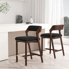 Manhattan Comfort Patricia Modern Wood Upholstered Counter Stool in Black - Set of 2