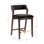 Manhattan Comfort Patricia Modern Wood Upholstered Counter Stool in Black - Set of 2