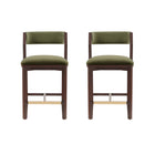 Manhattan Comfort Patricia Modern Wood Upholstered Counter Stool in Turtle Green - Set of 2