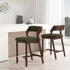 Manhattan Comfort Patricia Modern Wood Upholstered Counter Stool in Turtle Green - Set of 2
