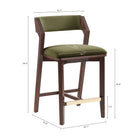 Manhattan Comfort Patricia Modern Wood Upholstered Counter Stool in Turtle Green - Set of 2