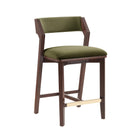 Manhattan Comfort Patricia Modern Wood Upholstered Counter Stool in Turtle Green - Set of 2
