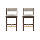 Manhattan Comfort Patricia Modern Wood Upholstered Counter Stool in Linen - Set of 2
