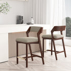 Manhattan Comfort Patricia Modern Wood Upholstered Counter Stool in Linen - Set of 2