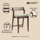Manhattan Comfort Patricia Modern Wood Upholstered Counter Stool in Linen - Set of 2