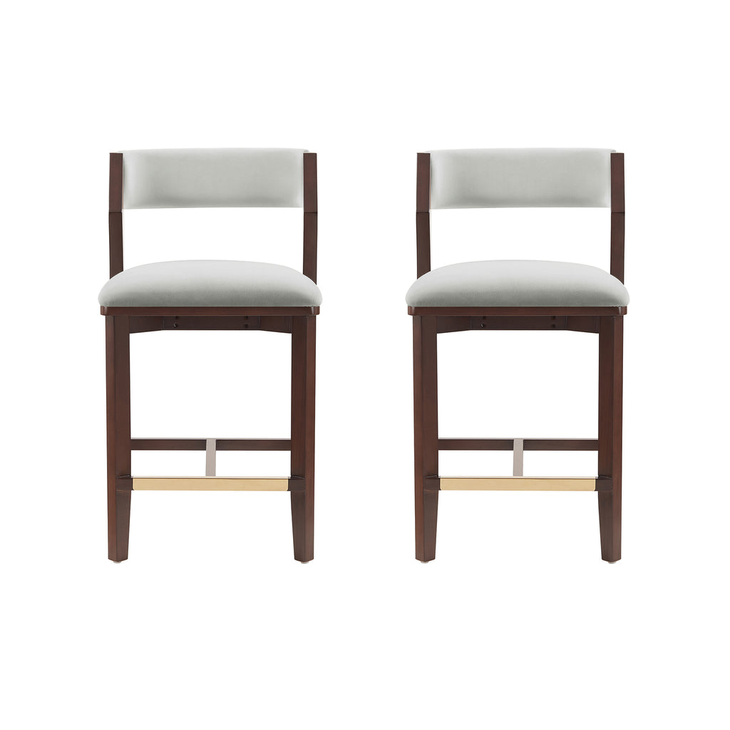 Manhattan Comfort Patricia Modern Wood Upholstered Counter Stool in White Glacier - Set of 2