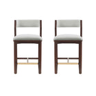 Manhattan Comfort Patricia Modern Wood Upholstered Counter Stool in White Glacier - Set of 2