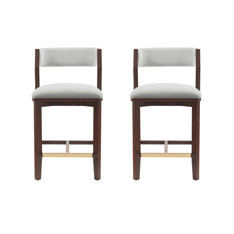 Manhattan Comfort Patricia Modern Wood Upholstered Counter Stool in White Glacier - Set of 2