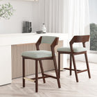 Manhattan Comfort Patricia Modern Wood Upholstered Counter Stool in White Glacier - Set of 2