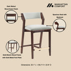 Manhattan Comfort Patricia Modern Wood Upholstered Counter Stool in White Glacier - Set of 2