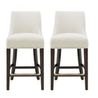 Manhattan Comfort Beever Modern Chenille Wood Counter Stool in Cream - Set of 2