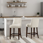 Manhattan Comfort Beever Modern Chenille Wood Counter Stool in Cream - Set of 2