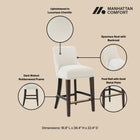 Manhattan Comfort Beever Modern Chenille Wood Counter Stool in Cream - Set of 2