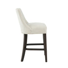 Manhattan Comfort Beever Modern Chenille Wood Counter Stool in Cream - Set of 2