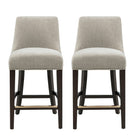 Manhattan Comfort Beever Modern Chenille Wood Counter Stool in Taupe - Set of 2