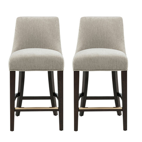 Manhattan Comfort Beever Modern Chenille Wood Counter Stool in Taupe - Set of 2