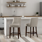 Manhattan Comfort Beever Modern Chenille Wood Counter Stool in Taupe - Set of 2